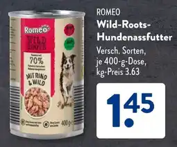 Aldi Süd ROMEO Wild-Roots- Hundenassfutter Angebot