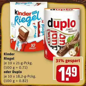 REWE Kinder riegel oder duplo Angebot