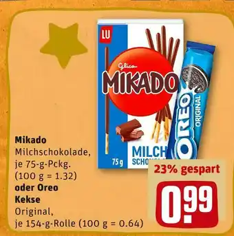 REWE Mikado oder oreo milchschokolade oder kekse original Angebot