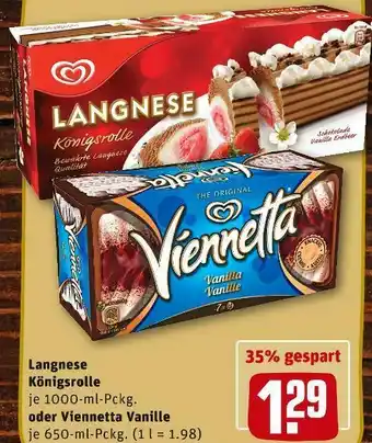 REWE Langnese königsrolle oder viennetta vanille Angebot