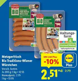 Lidl Metzgerfrisch Bio Traditions-Wiener Würstchen Angebot
