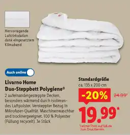 Lidl Livarno Home Duo-Steppbett Polygiene Standardgröße Angebot
