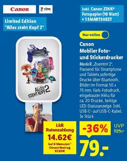 Lidl Canon Mobiler Foto- und Stickerdrucker Angebot