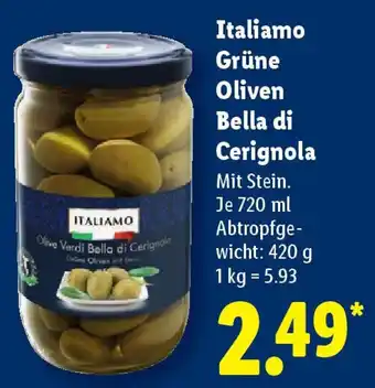Lidl Italiamo Grüne Oliven Bella di Cerignola Angebot