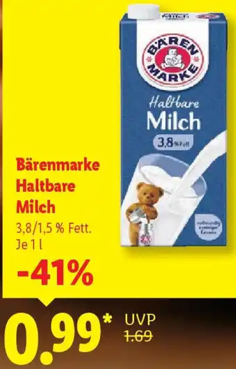 Lidl Bärenmarke Haltbare Milch Angebot