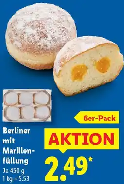 Lidl Berliner mit Marillenfüllung Angebot