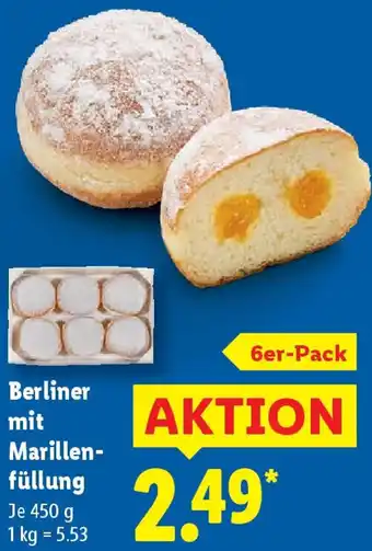 Lidl Berliner mit Marillenfüllung Angebot