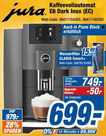 Expert Klein jura Kaffeevollautomat E6 Dark Inox (EC) Angebot