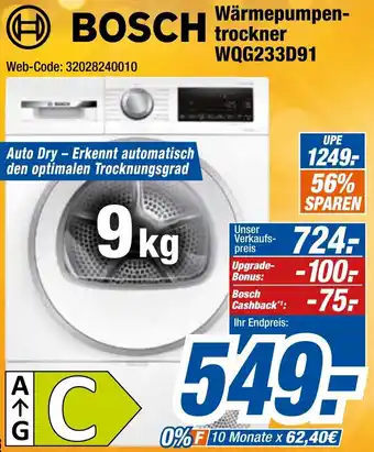 Expert Klein BOSCH Wärmepumpentrockner WQG233D91 Angebot