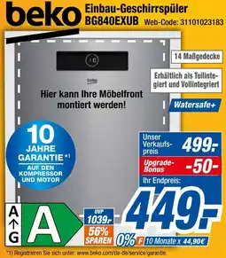 Expert Klein beko Einbau-Geschirrspüler BG840EXUB Angebot