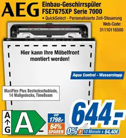 Expert Klein AEG Einbau-Geschirrspüler FSE7675XP Serie 7000 Angebot