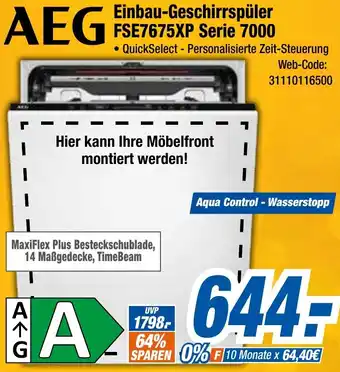 Expert Klein AEG Einbau-Geschirrspüler FSE7675XP Serie 7000 Angebot
