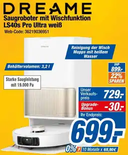 Expert Klein DREAME Saugroboter mit Wischfunktion LS40s Pro Ultra weiß Angebot
