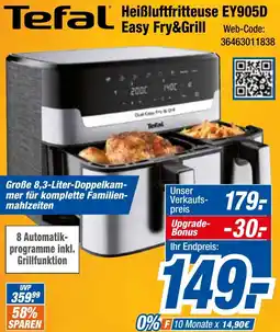 Expert Klein Tefal Heißluftfritteuse EY905D Easy Fry&Grill Angebot
