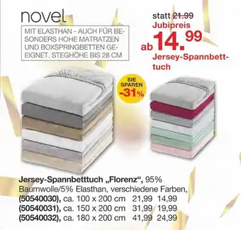 Möbelzentrum Pforzheim Novel jersey-spannbetttuch „florenz“ Angebot