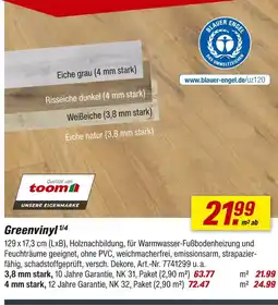 toom Baumarkt Toom greenvinyl 3,8 mm stark Angebot