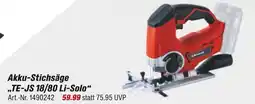 toom Baumarkt Akku-stichsäge te-js 18/80 li-solo Angebot