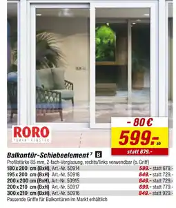 toom Baumarkt Roro balkontür-schiebeelement 180 x 200 cm (bxh) Angebot