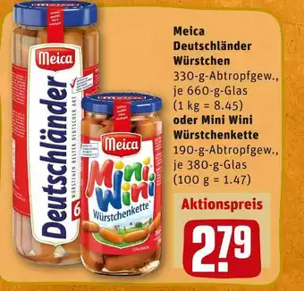 REWE Meica deutschländer würstchen oder mini wini würstchenkette Angebot