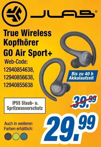 Expert Klein JLAB True Wireless Kopfhörer GO Air Sport+ Angebot