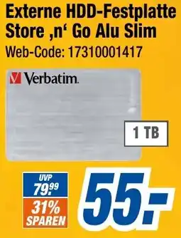 Expert Klein Verbatim Externe HDD-Festplatte Store,n' Go Alu Slim Angebot