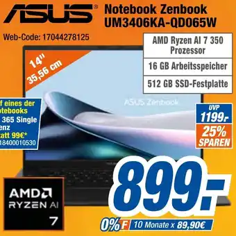 Expert Klein ASUS Notebook Zenbook UM3406KA-QD065W Angebot