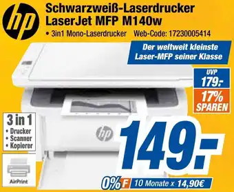 Expert Klein hp Schwarzweiß-Laserdrucker LaserJet MFP M140w Angebot