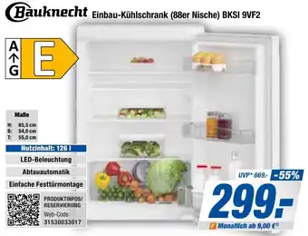 Expert Bening Bauknecht Einbau-Kühlschrank (88er Nische) BKSI 9VF2 Angebot