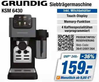 Expert Bening GRUNDIG Siebträgermaschine KSM 6430 Angebot