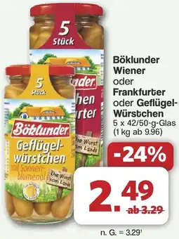 Famila Nord West Böklunder Wiener oder Frankfurter oder Geflügel- Würstchen Angebot