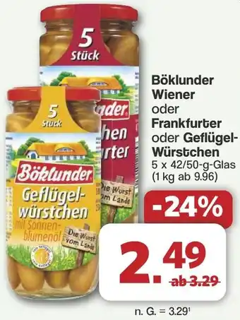Famila Nord West Böklunder Wiener oder Frankfurter oder Geflügel- Würstchen Angebot