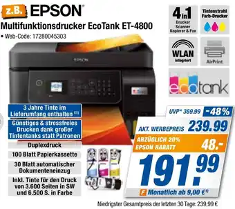 Expert Bening EPSON Multifunktionsdrucker EcoTank ET-4800 Angebot