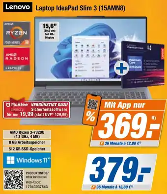 Expert Bening Lenovo Laptop IdeaPad Slim 3 (15AMN8) Angebot