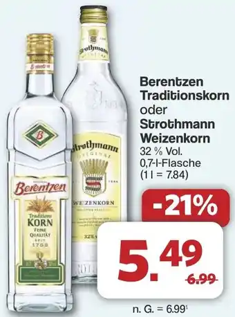 Famila Nord West Berentzen Traditionskorn oder Strothmann Weizenkorn Angebot