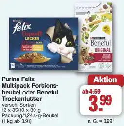 Famila Nord West Purina Felix Multipack Portionsbeutel oder Beneful Trockenfutter Angebot
