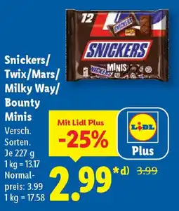 Lidl Snickers/ Twix/Mars/ Milky Way/ Bounty Minis Angebot