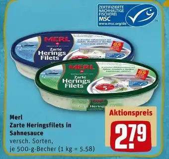 REWE Merl zarte heringsfilets in sahnesauce Angebot