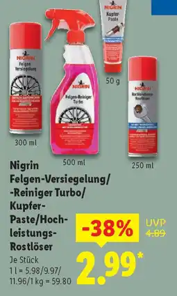 Lidl Nigrin Felgen-Versiegelung/ -Reiniger Turbo/ Kupfer- Paste/Hoch- leistungs- Rostlöser Angebot