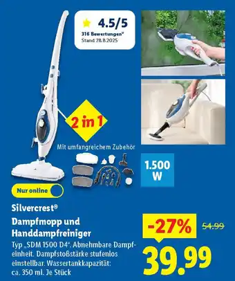 Lidl Silvercrest Dampfmopp und Handdampfreiniger Angebot