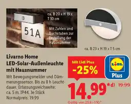 Lidl Livarno Home LED-Solar-Außenleuchte mit Hausnummer Angebot