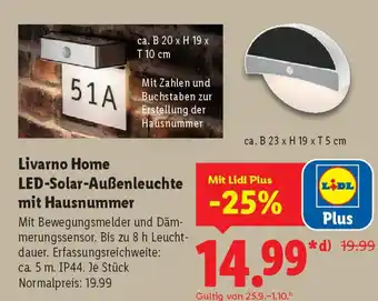 Lidl Livarno Home LED-Solar-Außenleuchte mit Hausnummer Angebot