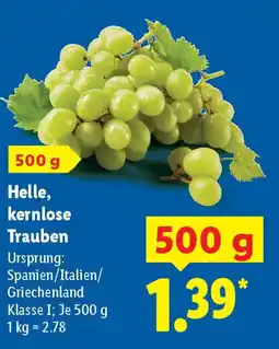 Lidl Helle, kernlose Trauben Angebot