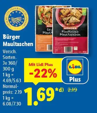 Lidl Bürger Maultaschen Angebot
