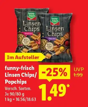 Lidl funny-frisch Linsen Chips/ Popchips Angebot