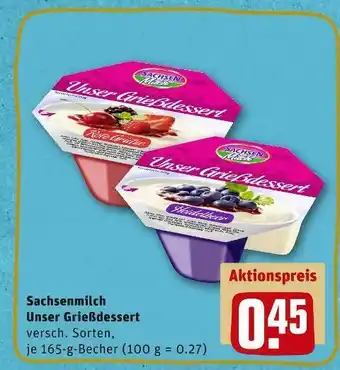 REWE Sachsenmilch unser grießdessert Angebot