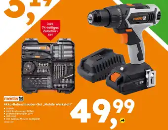 Globus Baumarkt meister Akku-Bohrschrauber-Set „Mobile Werkstatt" Angebot