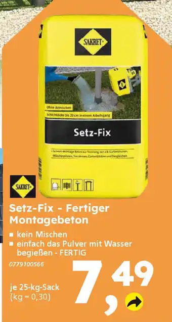 Globus Baumarkt SAKRET Setz-Fix - Fertiger Montagebeton Angebot