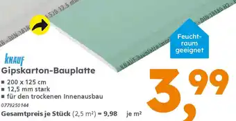 Globus Baumarkt KNAUF Gipskarton-Bauplatte Angebot