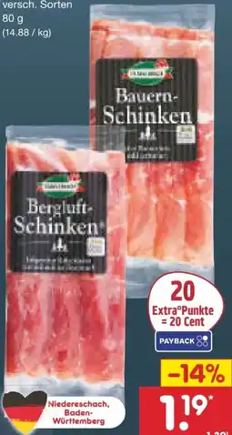 Netto Marken-Discount Tannenhof Rohschinkenspezialitäten Angebot