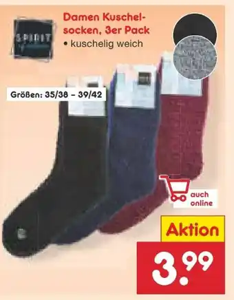 Netto Marken-Discount Spirit of Colours Damen Kuschelsocken 3er Pack Angebot